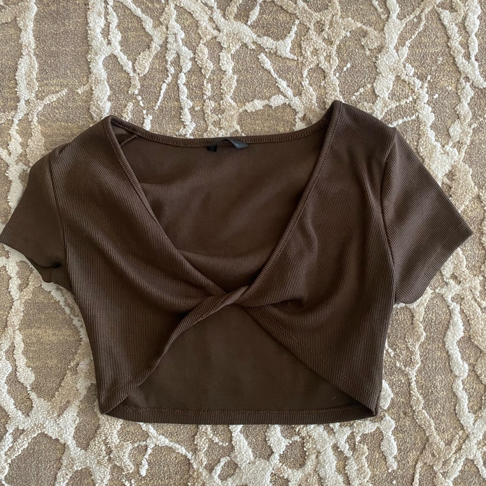 Brown Wrap Crop Top